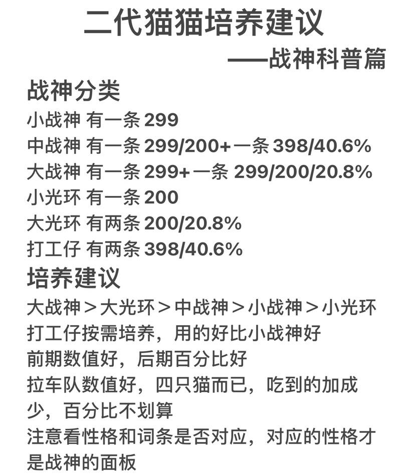 二代猫猫培养建议攻略