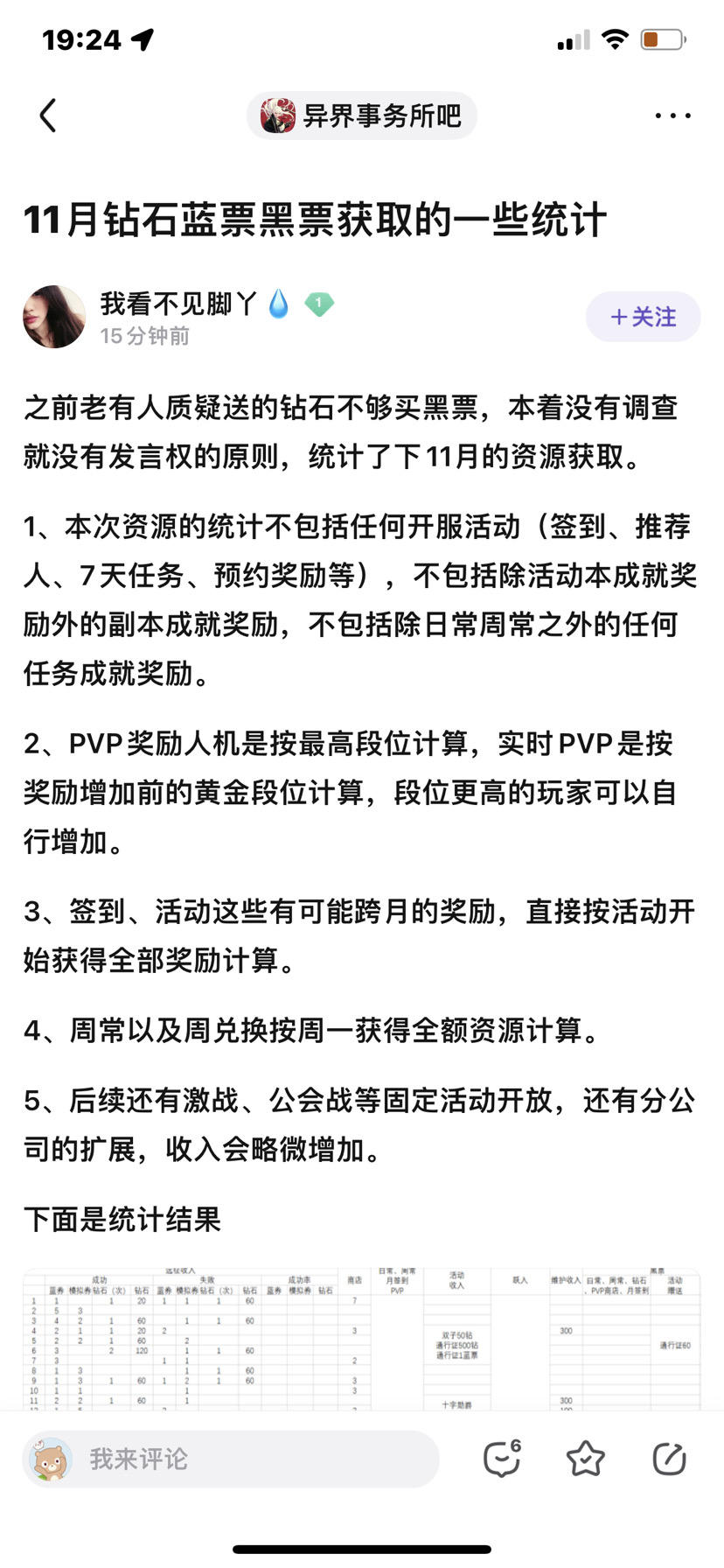 搬运贴吧大佬做的钻石统计