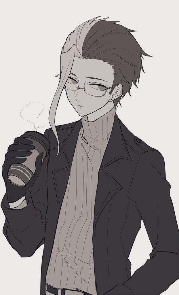 #角虫的腿部挂件#职场人气质跟热咖啡很配（沉思）（来源：@ くだり）