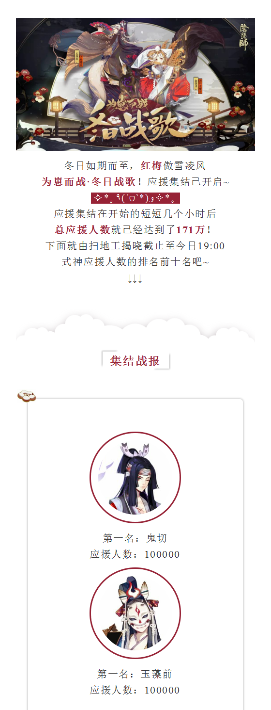 为崽而战 晴虹流照冬日暖，集结首日战报放送
