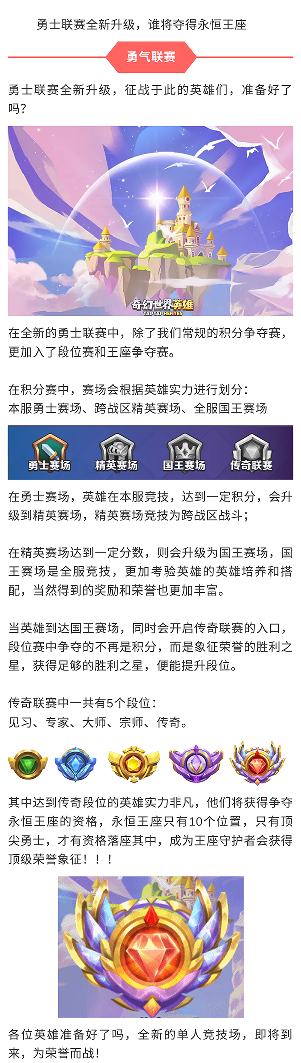 勇士联赛全新升级 谁将夺得永恒王座