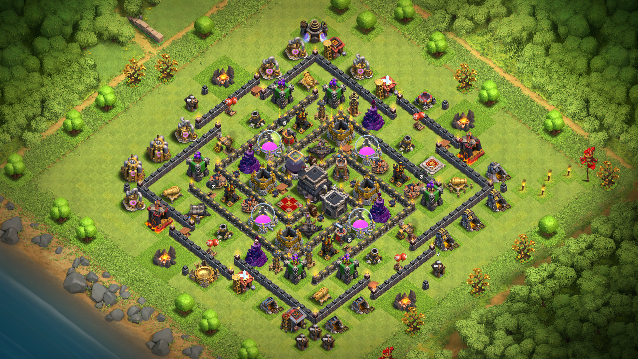 求一个部落战九本防狗球防三星的阵型