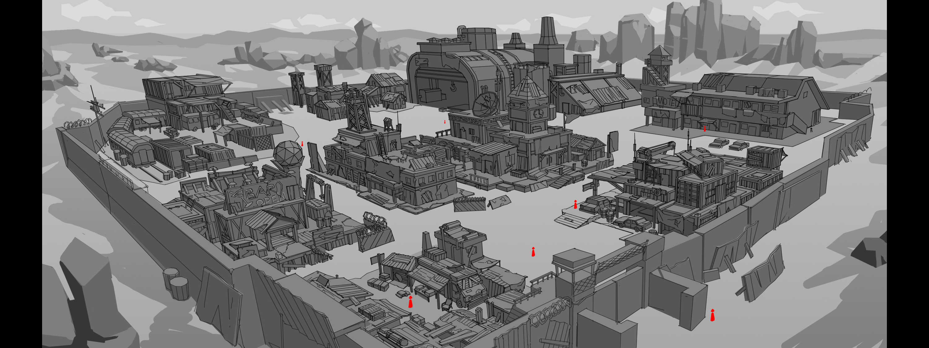 《废土之息》城镇场景制作从概念3D草图到成品