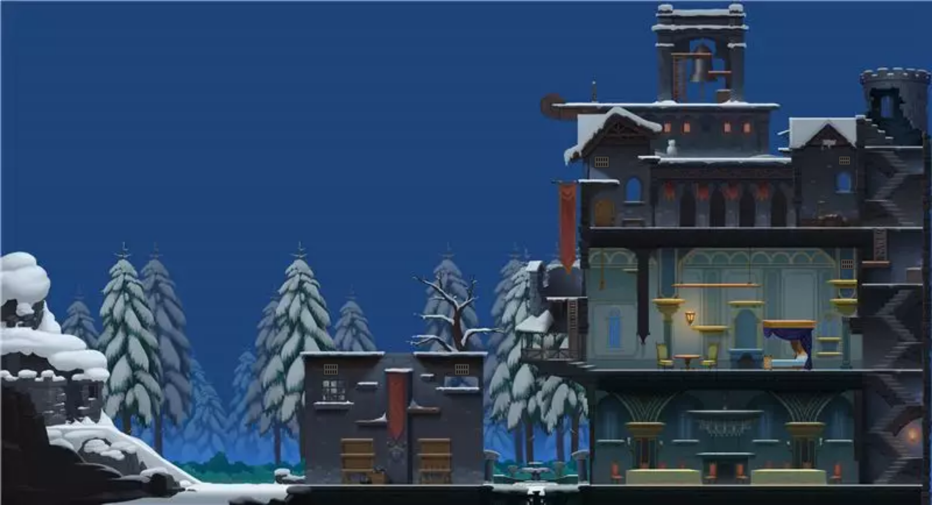 【猫和老鼠】雪夜古堡i ii全景图(有管道)