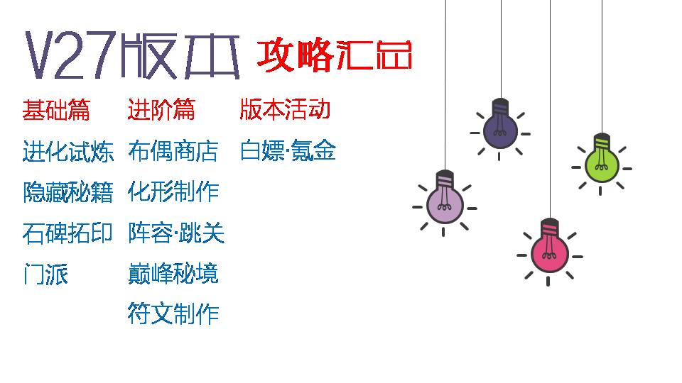 【v27版本最新攻略汇总】