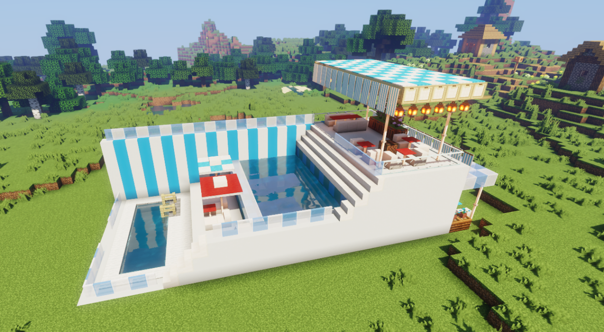 鐵桶村改造 | 露天泳池，清涼一夏！|我的世界 - 第27張