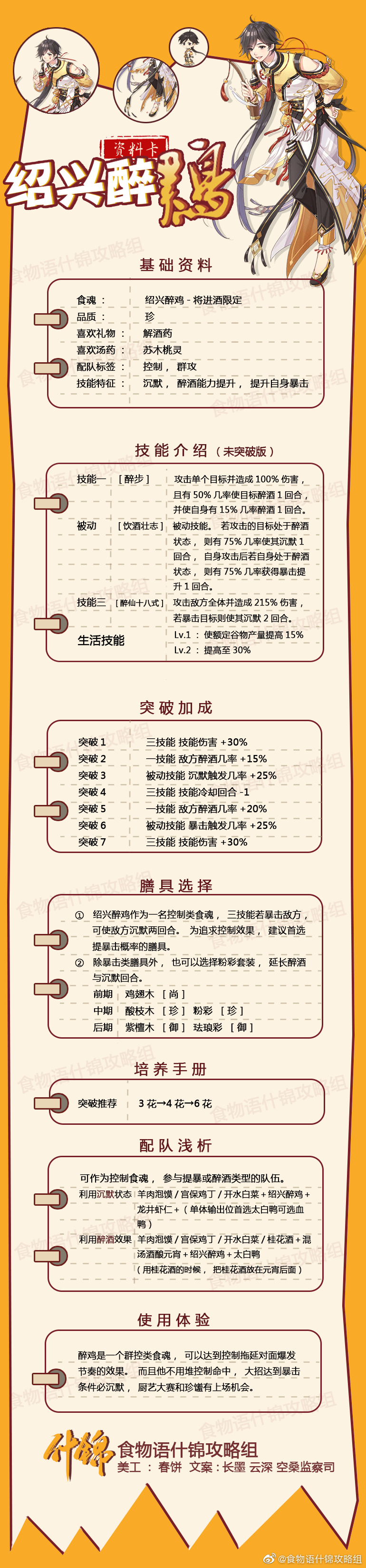 绍兴醉鸡资料卡【什锦攻略组】