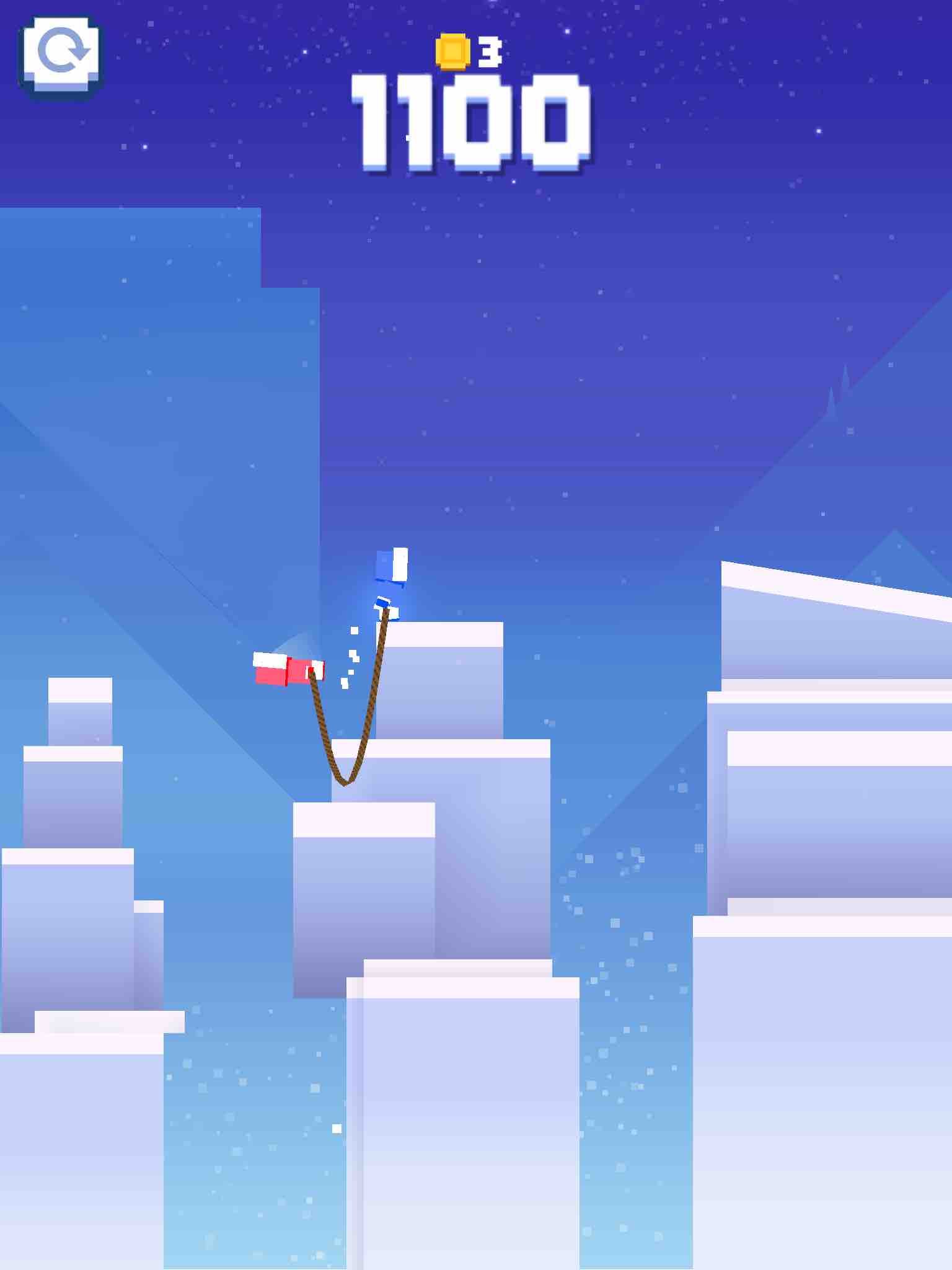 风格的跳一跳类游戏, 玩法就是要穿过和自己颜色相同的区域来往上跳