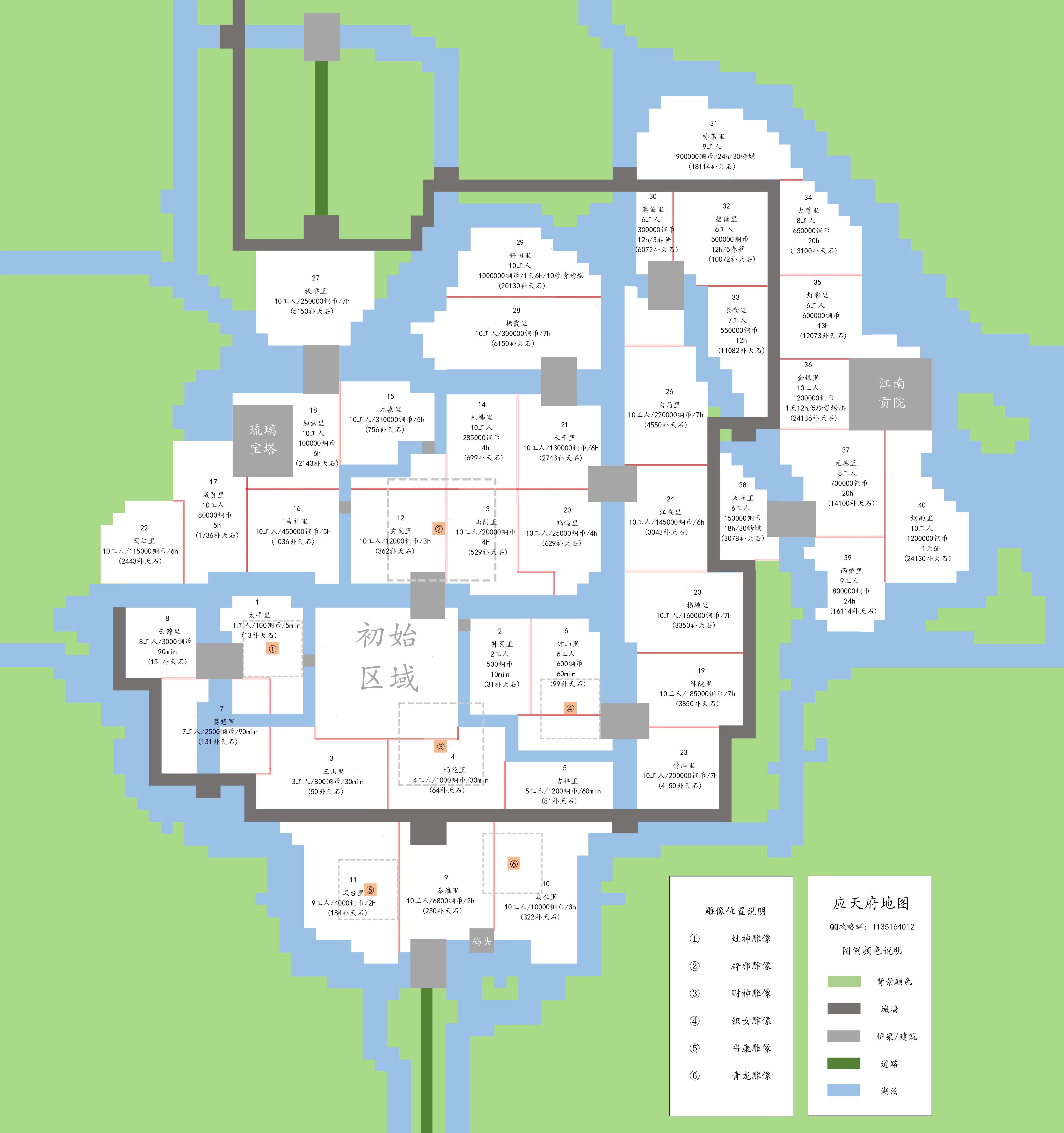 #应天攻略# 应天府大地图&开地数据&地标建筑&雕像位置