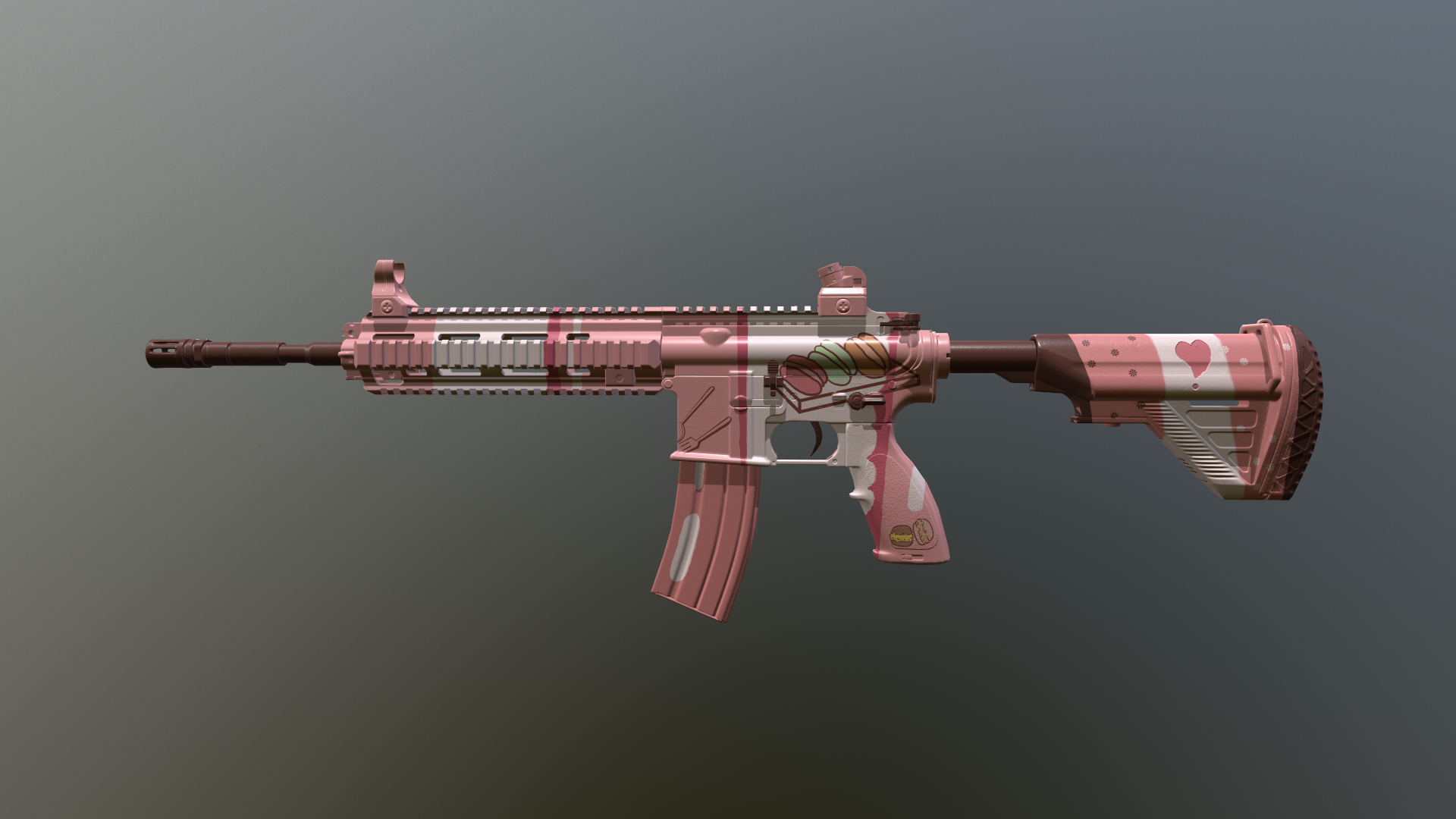 看到一个老铁设计的m4皮肤很喜欢,爆肝做出来.不知道老铁能看到不.