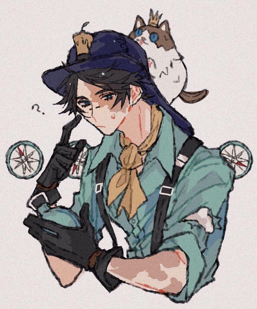 #角虫的腿部挂件#穿衬衫的勘探员和戴皇冠的喵（源：@kuroneko0309252）