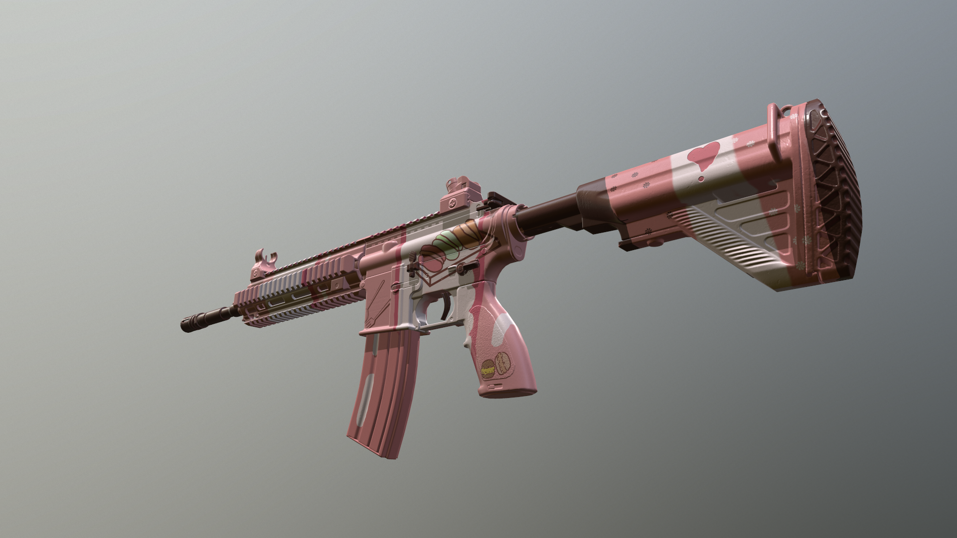 看到一个老铁设计的m4皮肤很喜欢,爆肝做出来.不知道老铁能看到不.