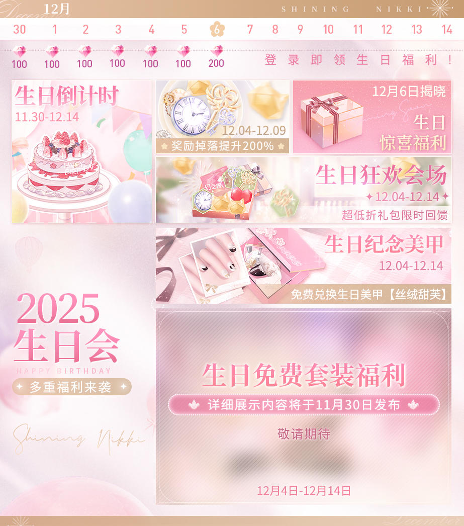 【生日福利活动日历】2025暖暖生日会即将开启！