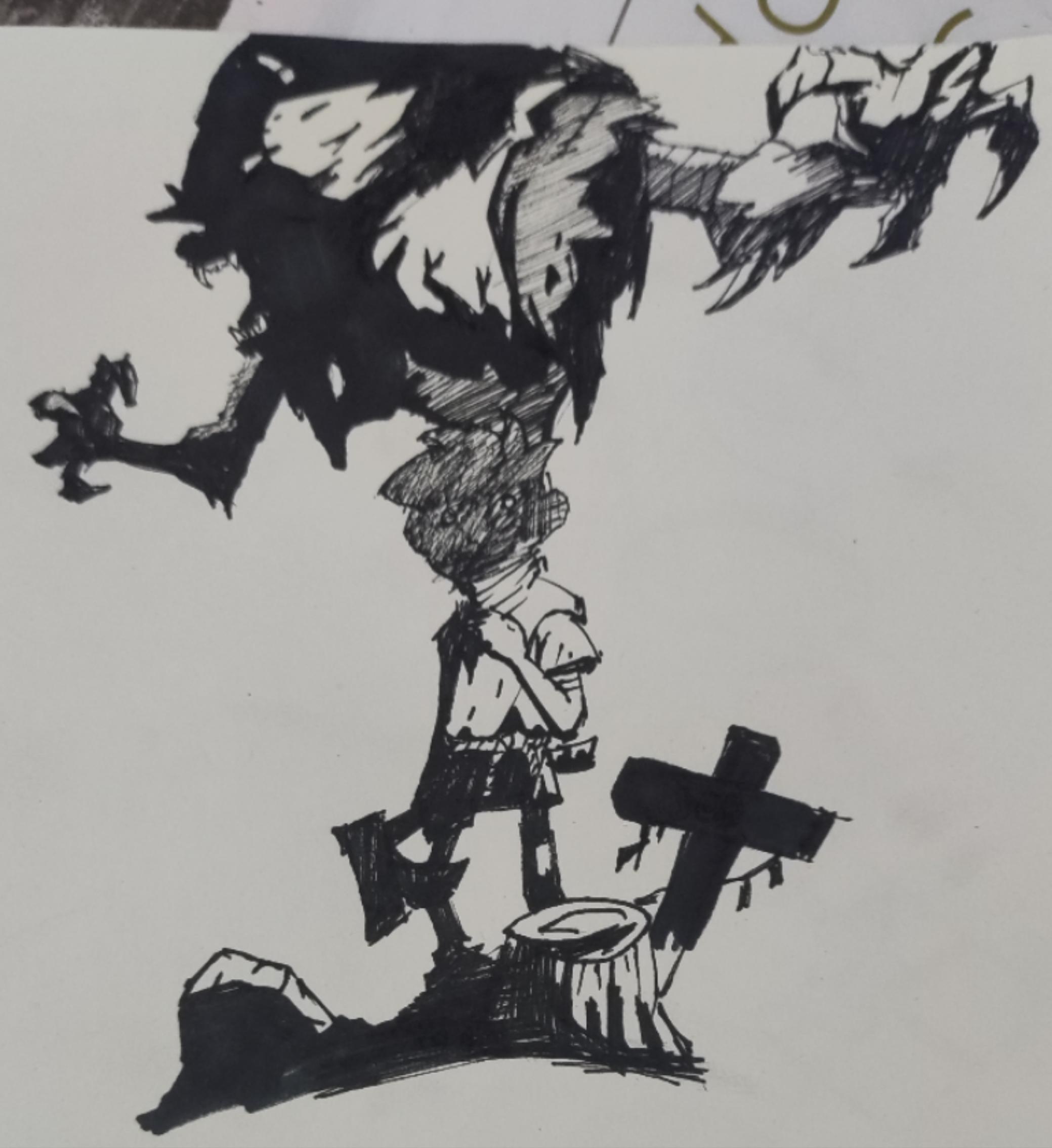 今天下午画的，勇敢的心，（脸太抽象了[表情_泪目]）