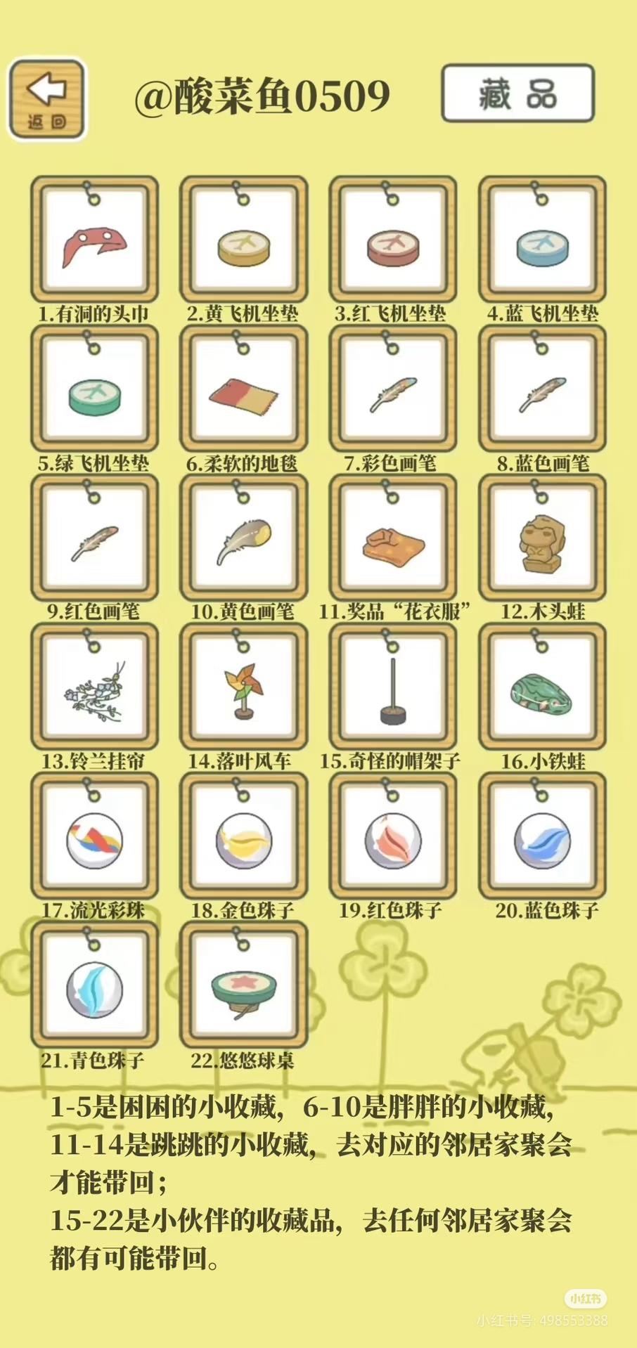 收集藏品攻略，求强迫症、严谨党来发布数据