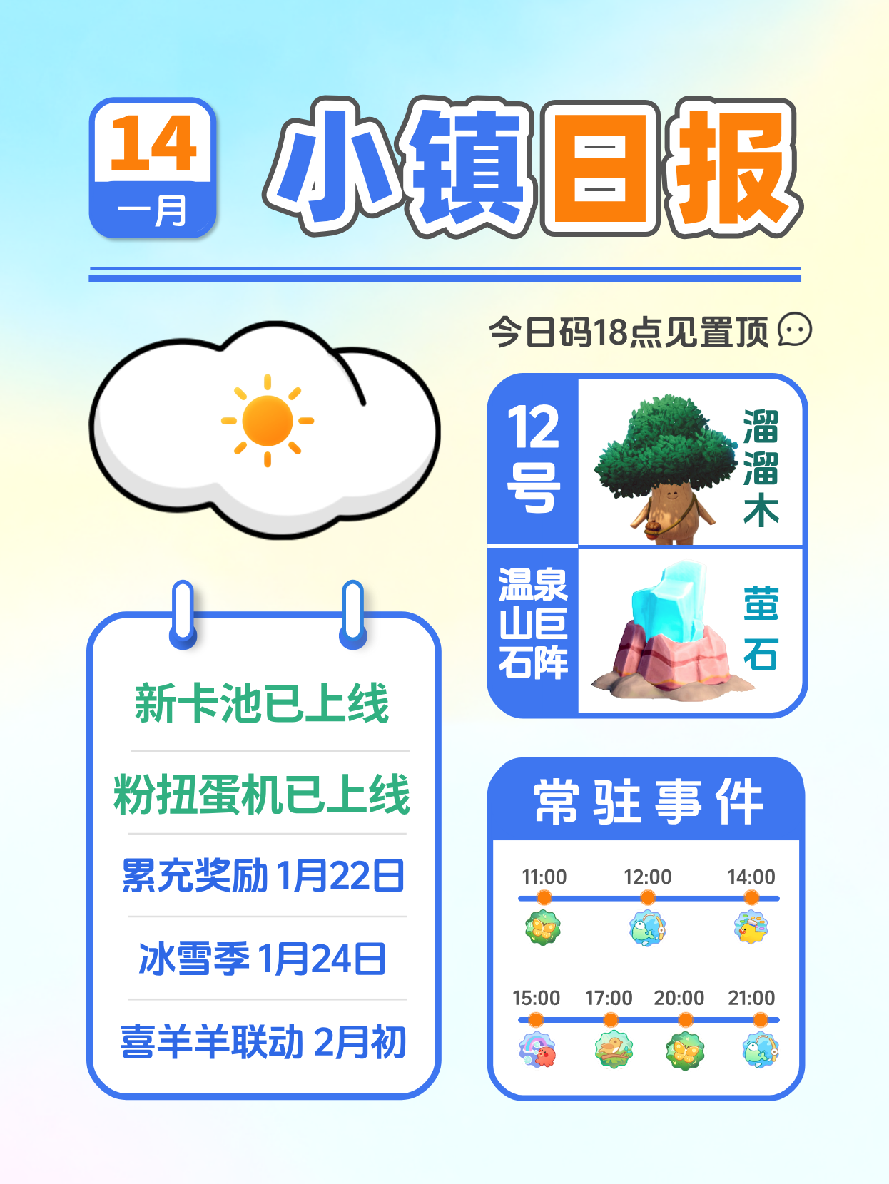 1月14日小镇日报溜溜木萤石 兑换码 每日更
