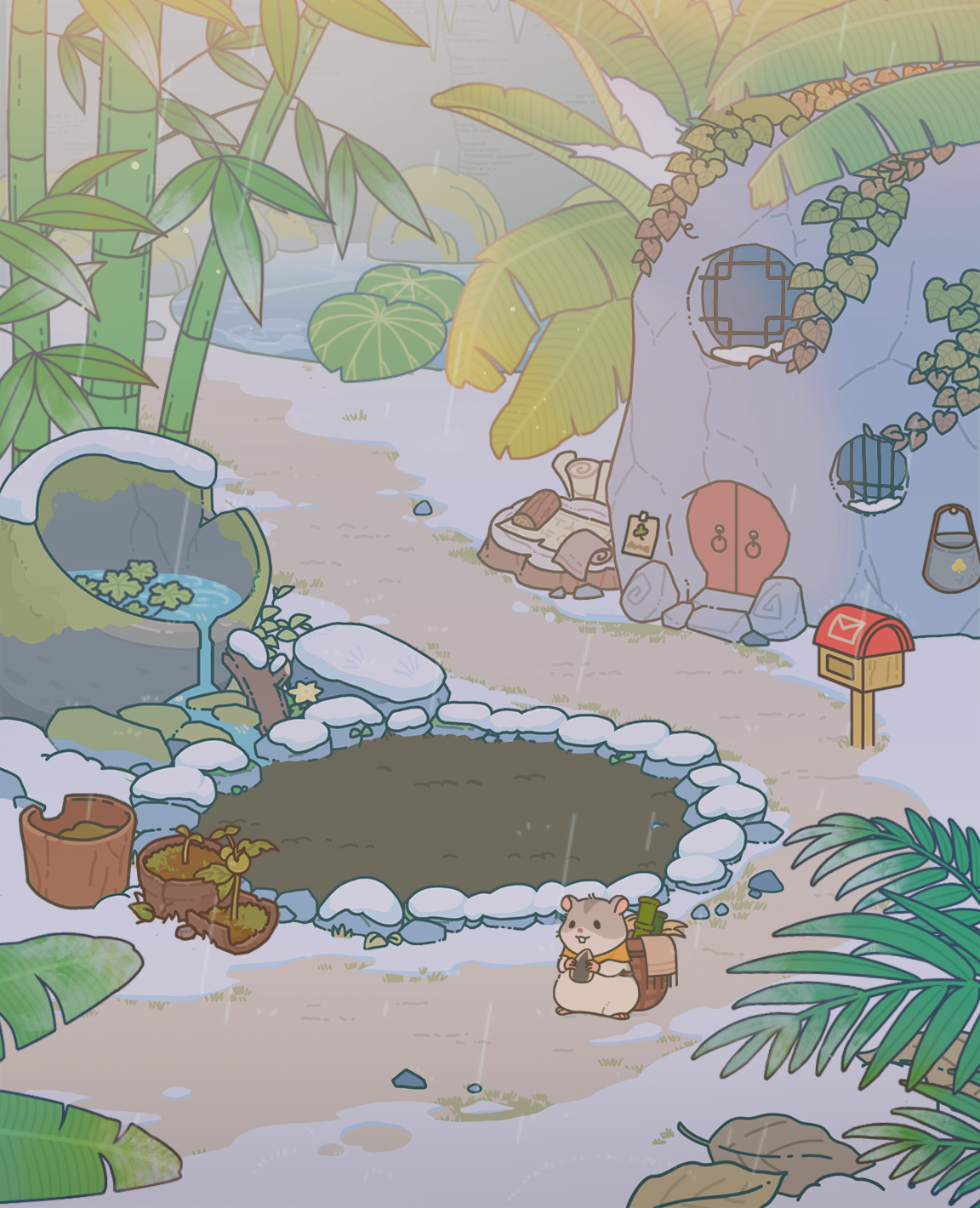 蛙蛙这里下雪啦✧٩(ˊωˋ*)و✧，冬天大家要注意保暖呀[表情_开心]截图