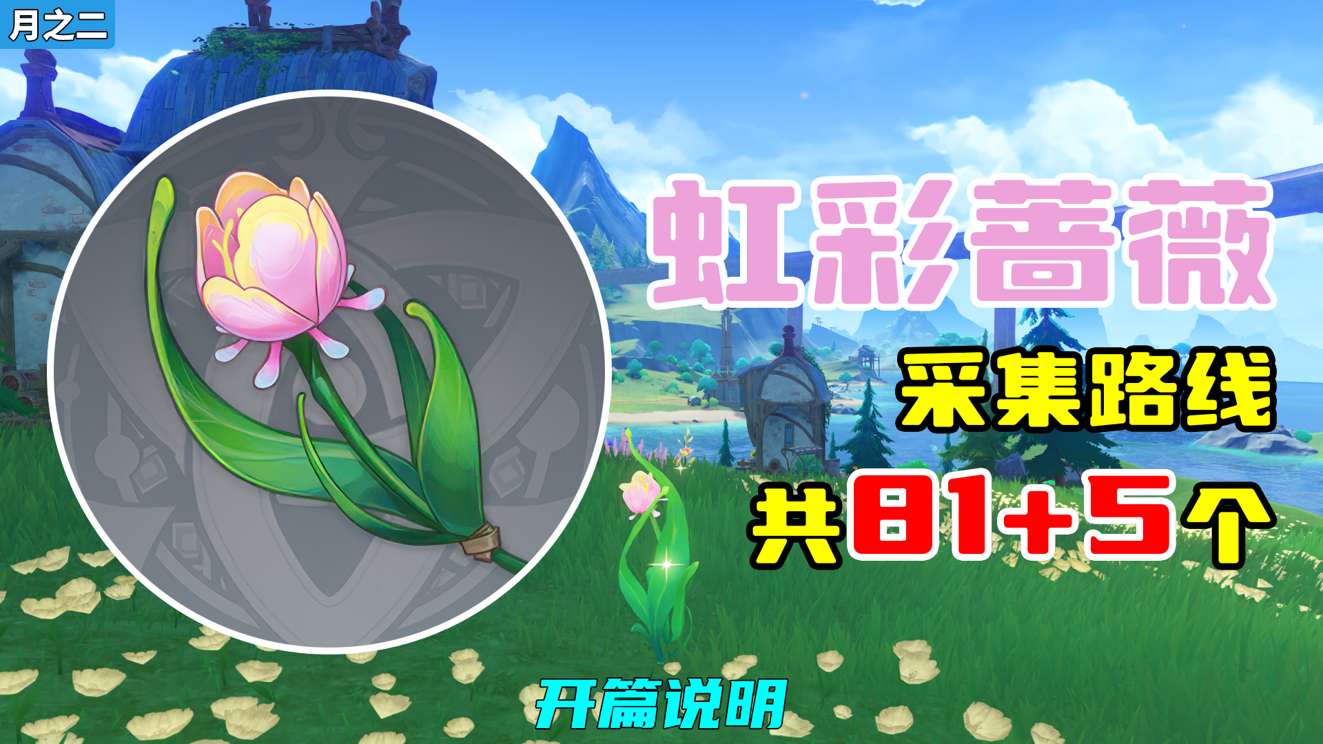 【原神】虹彩蔷薇采集路线（81+5个，月之二重制），开篇说明