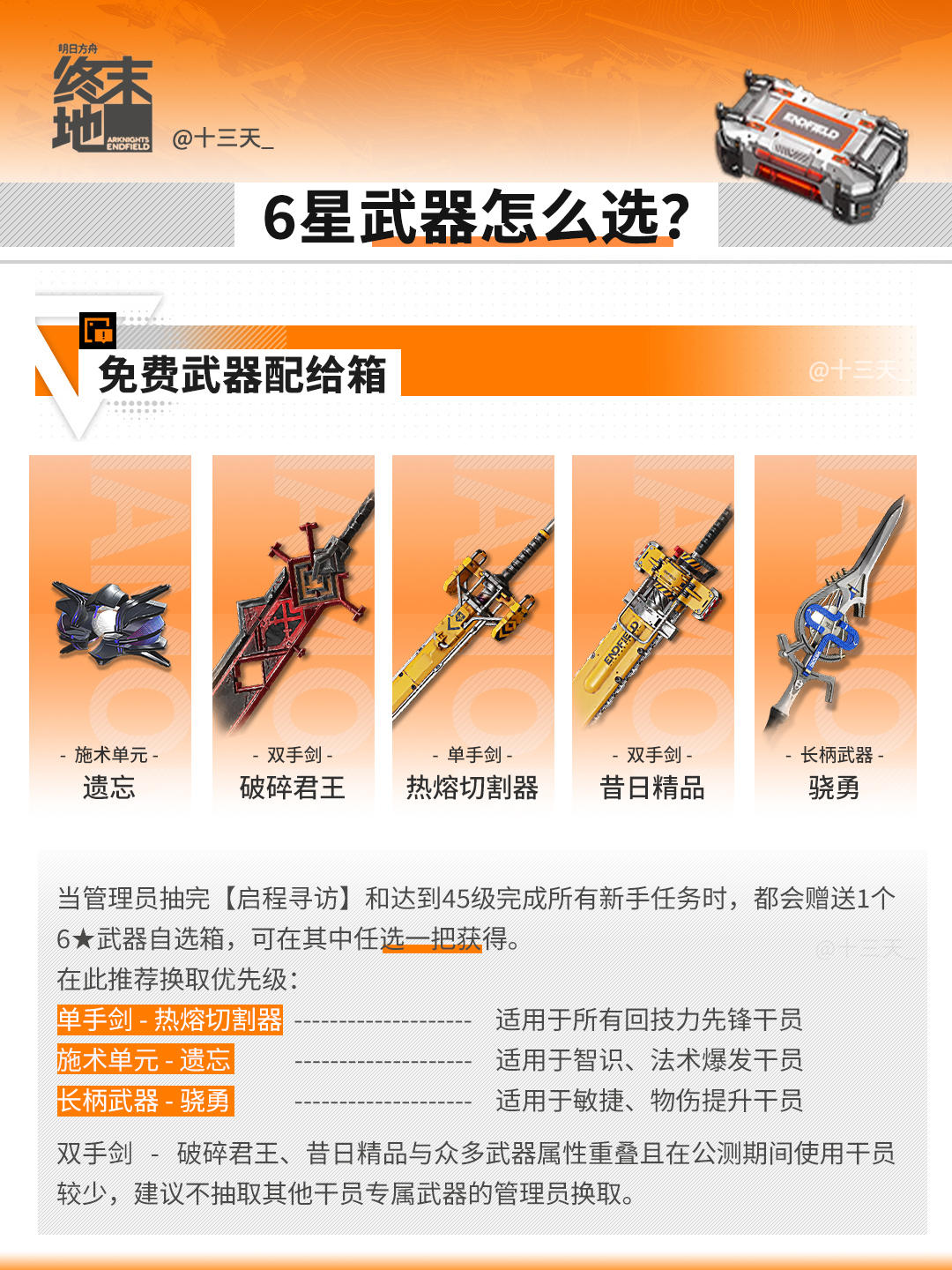 「终末地」自选武器推荐