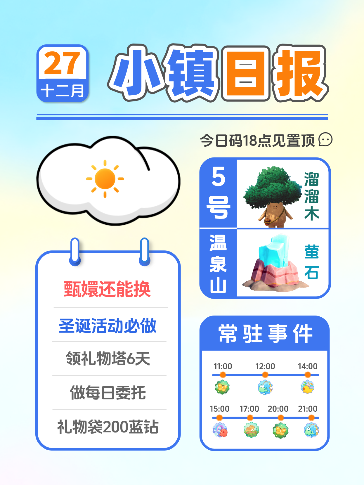 12月27日小镇日报溜溜木萤石 兑换码 每日更