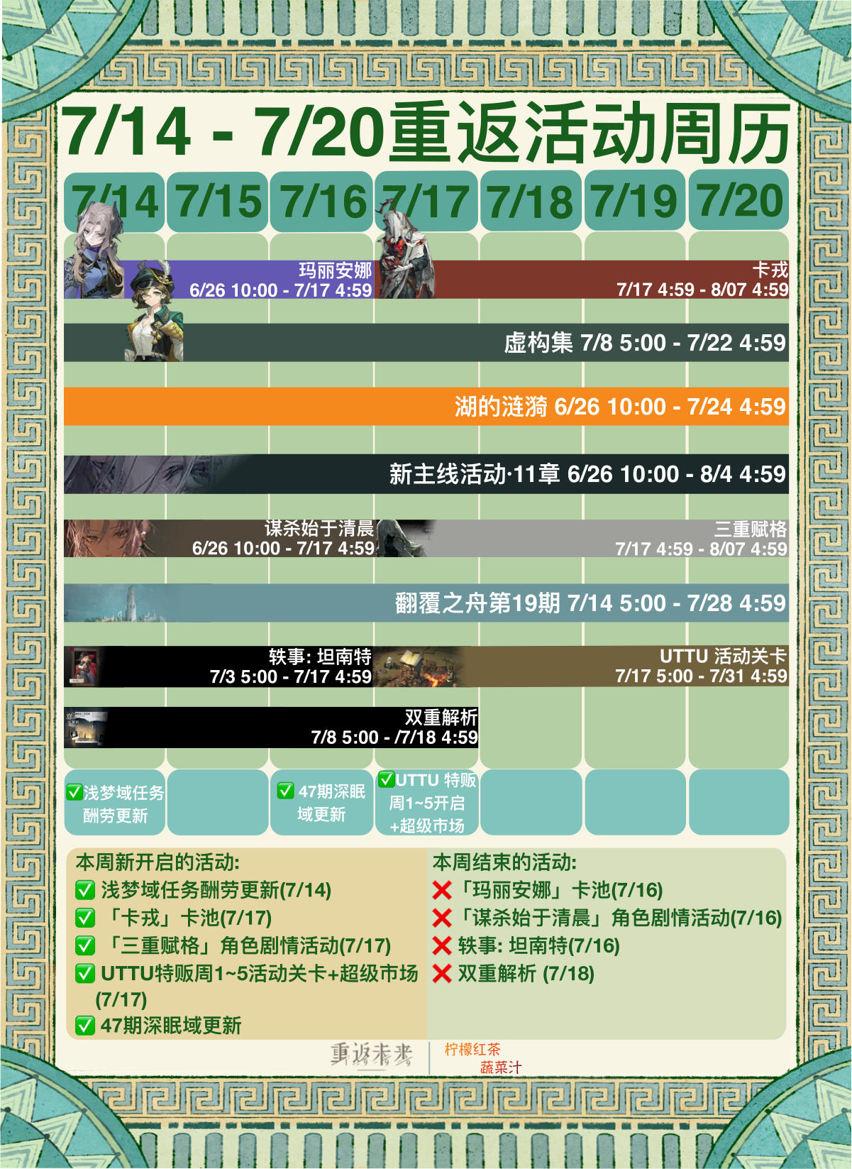 7/14 - 7/20重返活动周历