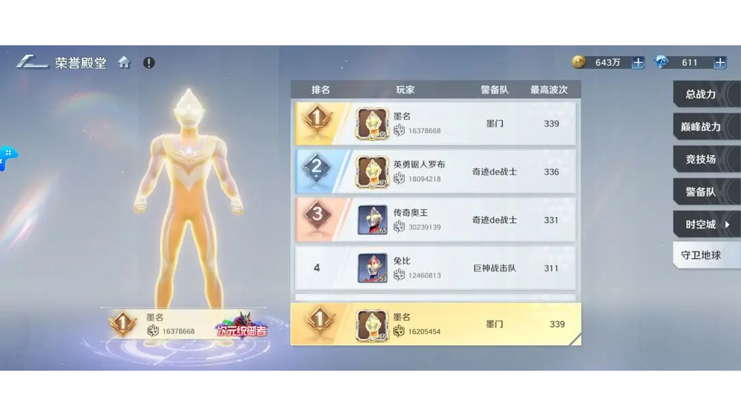 《奥特曼光之战士》角色强度排行榜--持续更新！！！