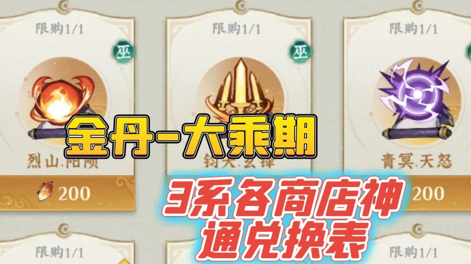 金丹到大乘期各系核心神通兑换表