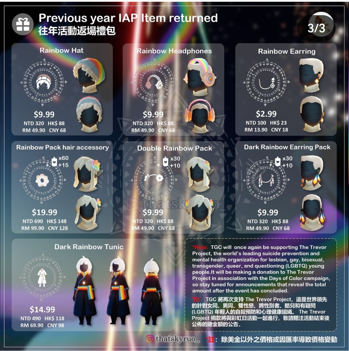 彩虹节蜡烛兑换表- Sky光·遇综合讨论- TapTap Sky光·遇论坛