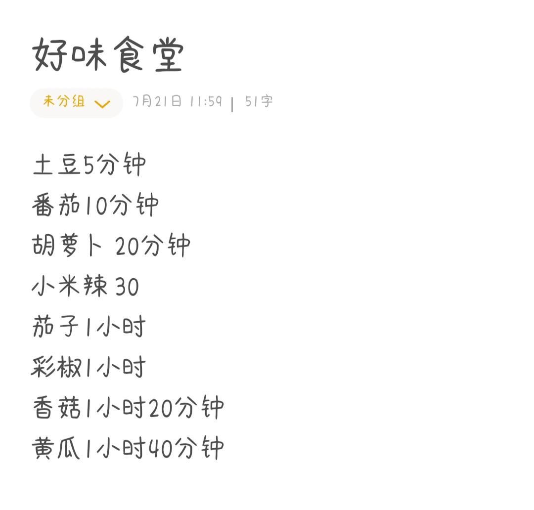 统计所有好味食堂蔬菜种植时间