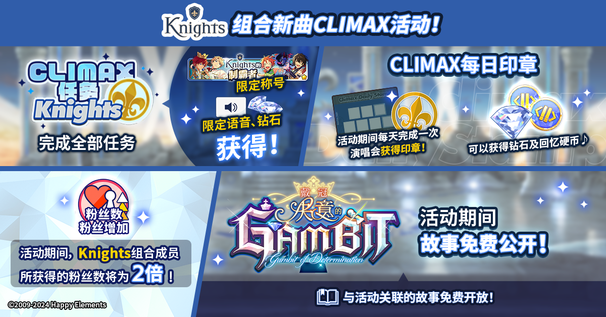 【公告】Knights组合新曲CLIMAX活动即将开启 内容一览