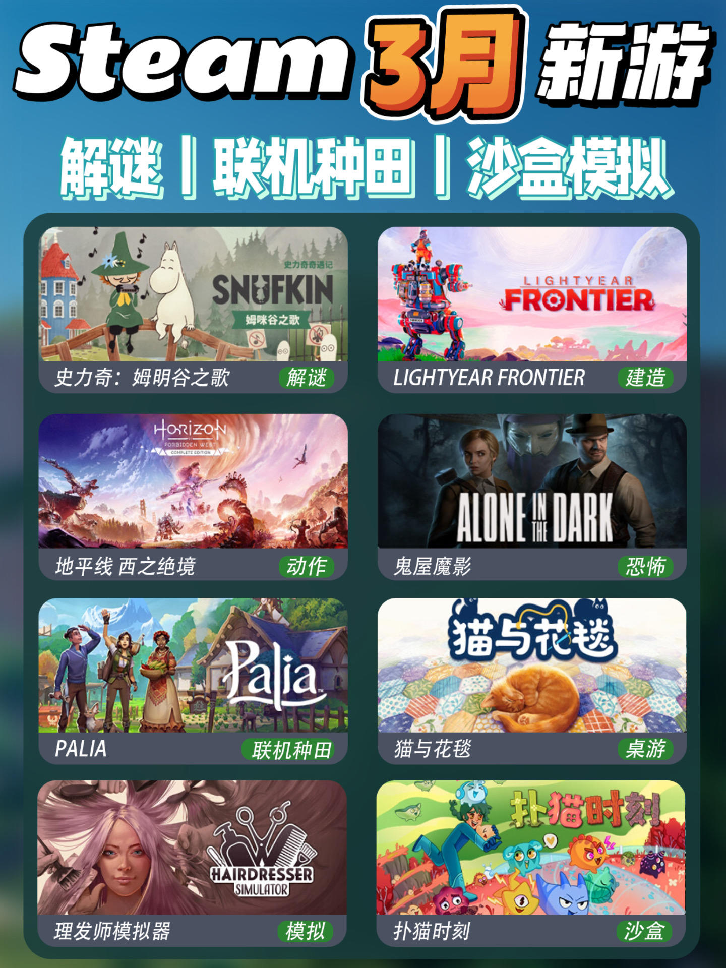 Steam三月新游‼️解谜｜联机种田建造