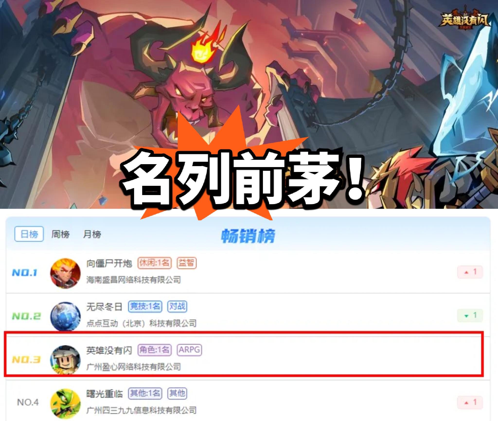 三七重回巅峰！空降畅销榜第三！