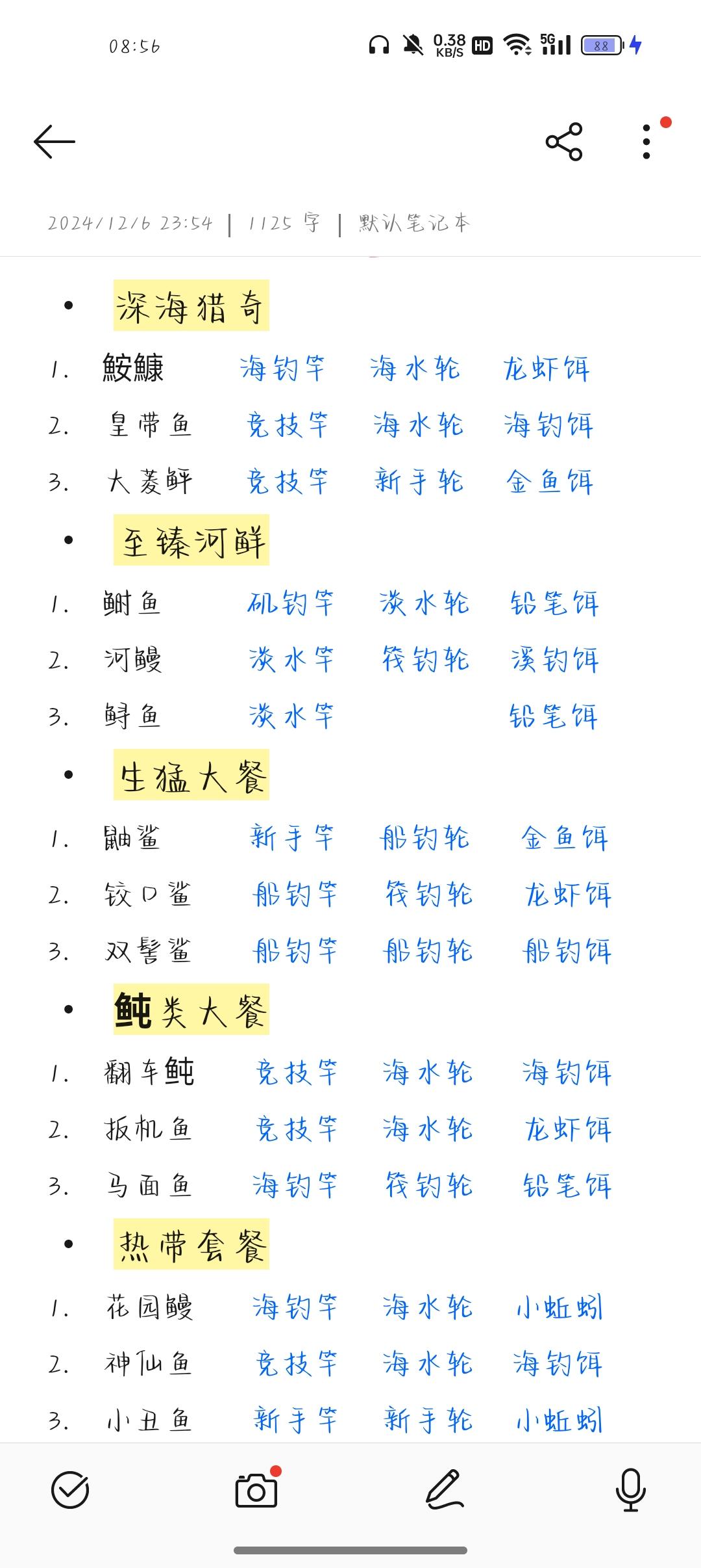 目前的烤鱼大餐和所需渔具