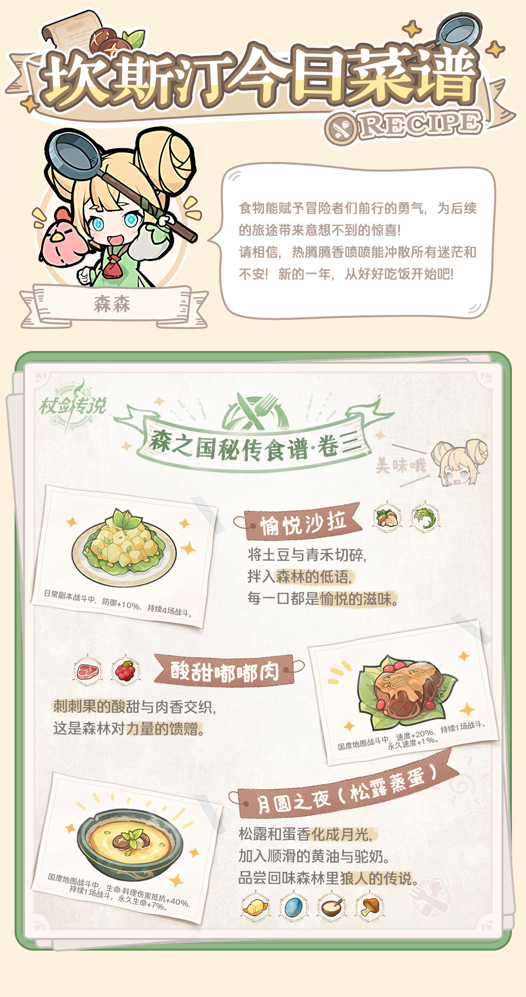 森森菜谱第三弹！冒险者，今天想吃什么呢？