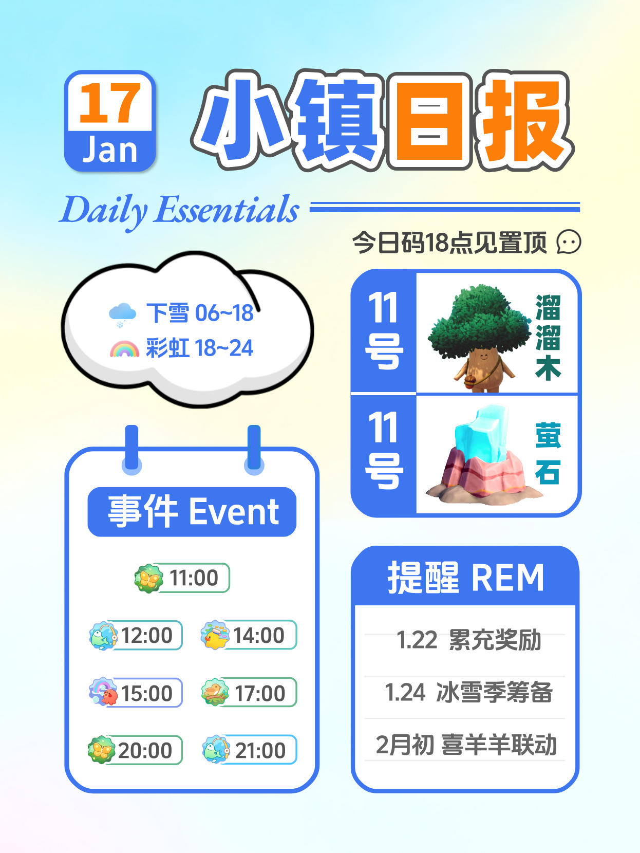 1月17日小镇日报溜溜木萤石 兑换码 每日更