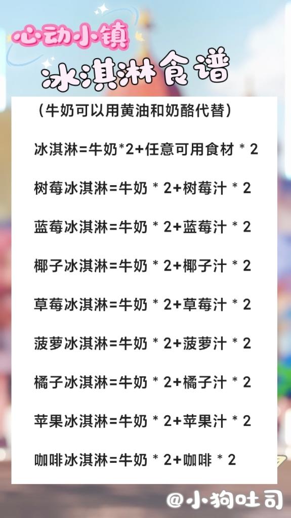 心动小镇所有冰淇淋的食谱♡截图