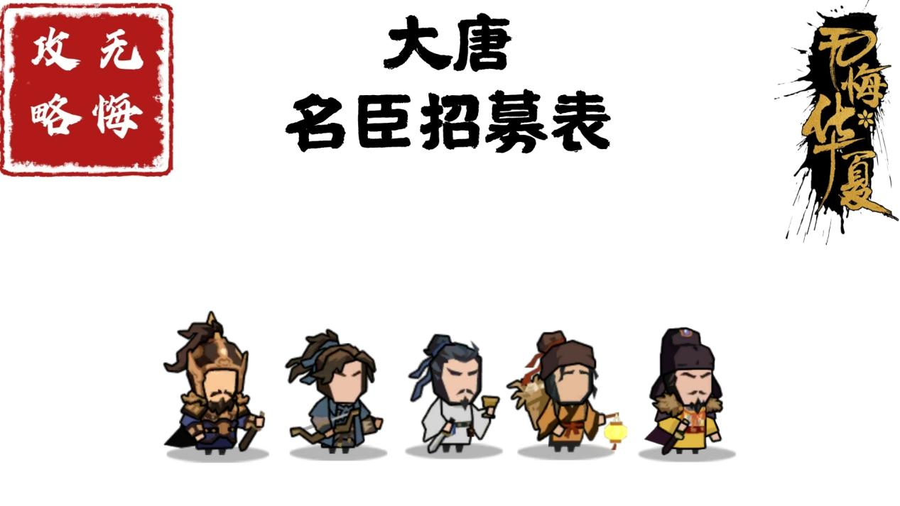 【无悔攻略】大唐名臣招募表