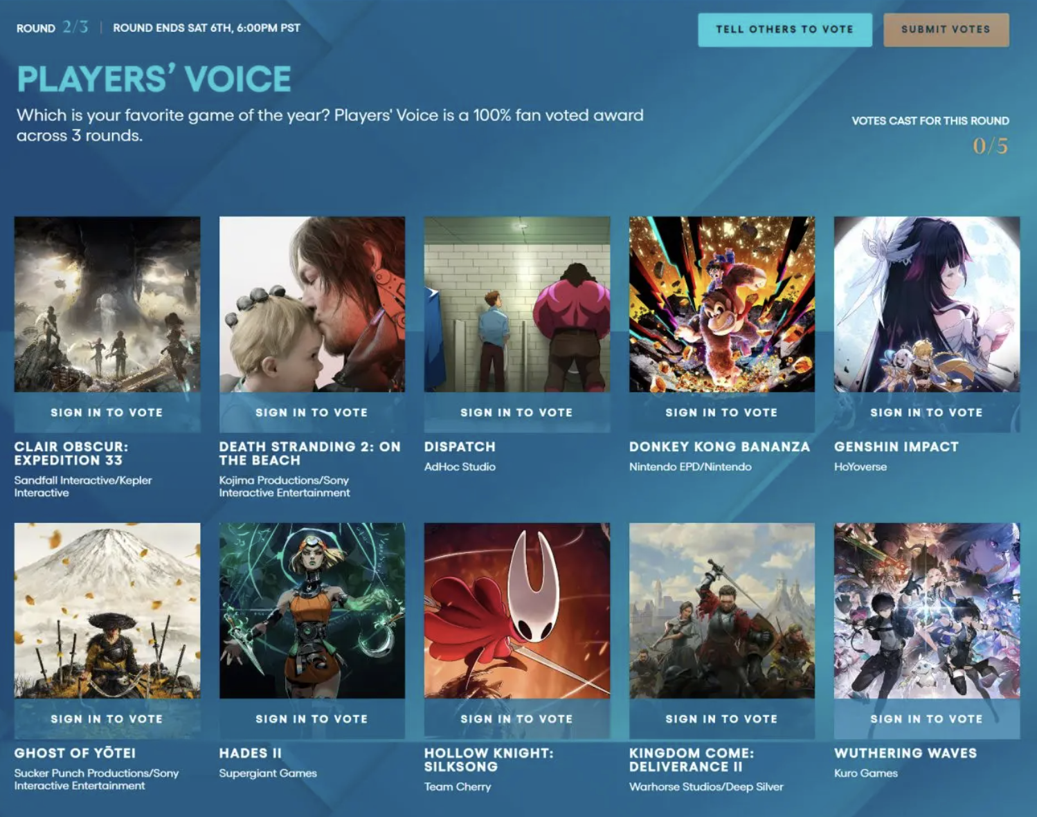 玩家之声二阶段名单公布