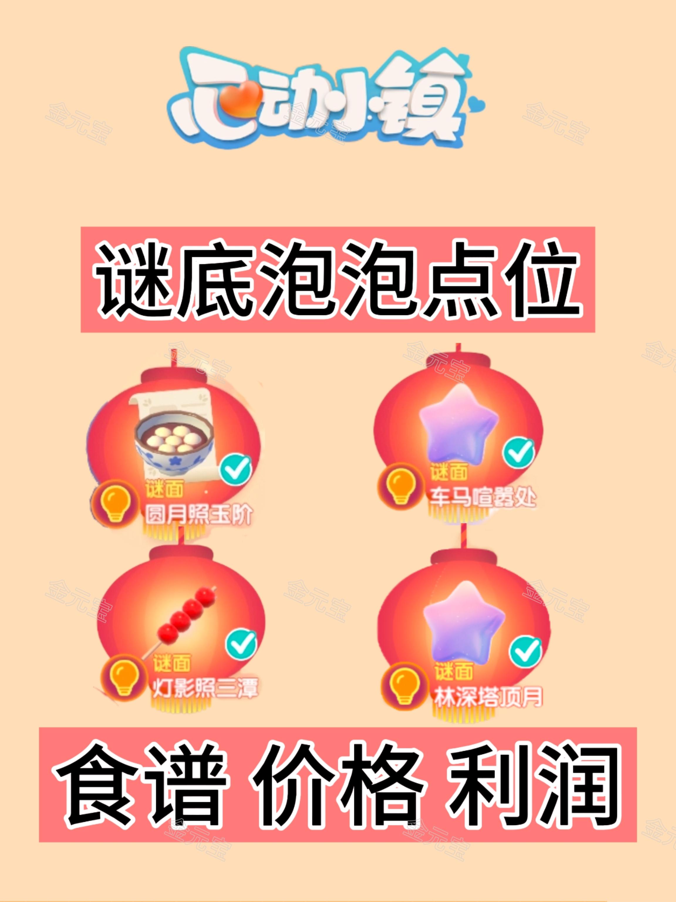 谜底4个泡泡点位食谱价格利润截图