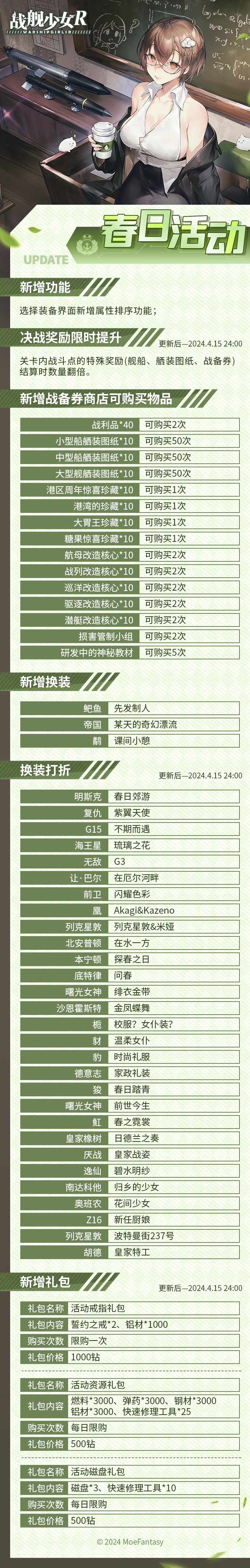 2024.4.1 不停机更新公告 & 春日活动公告