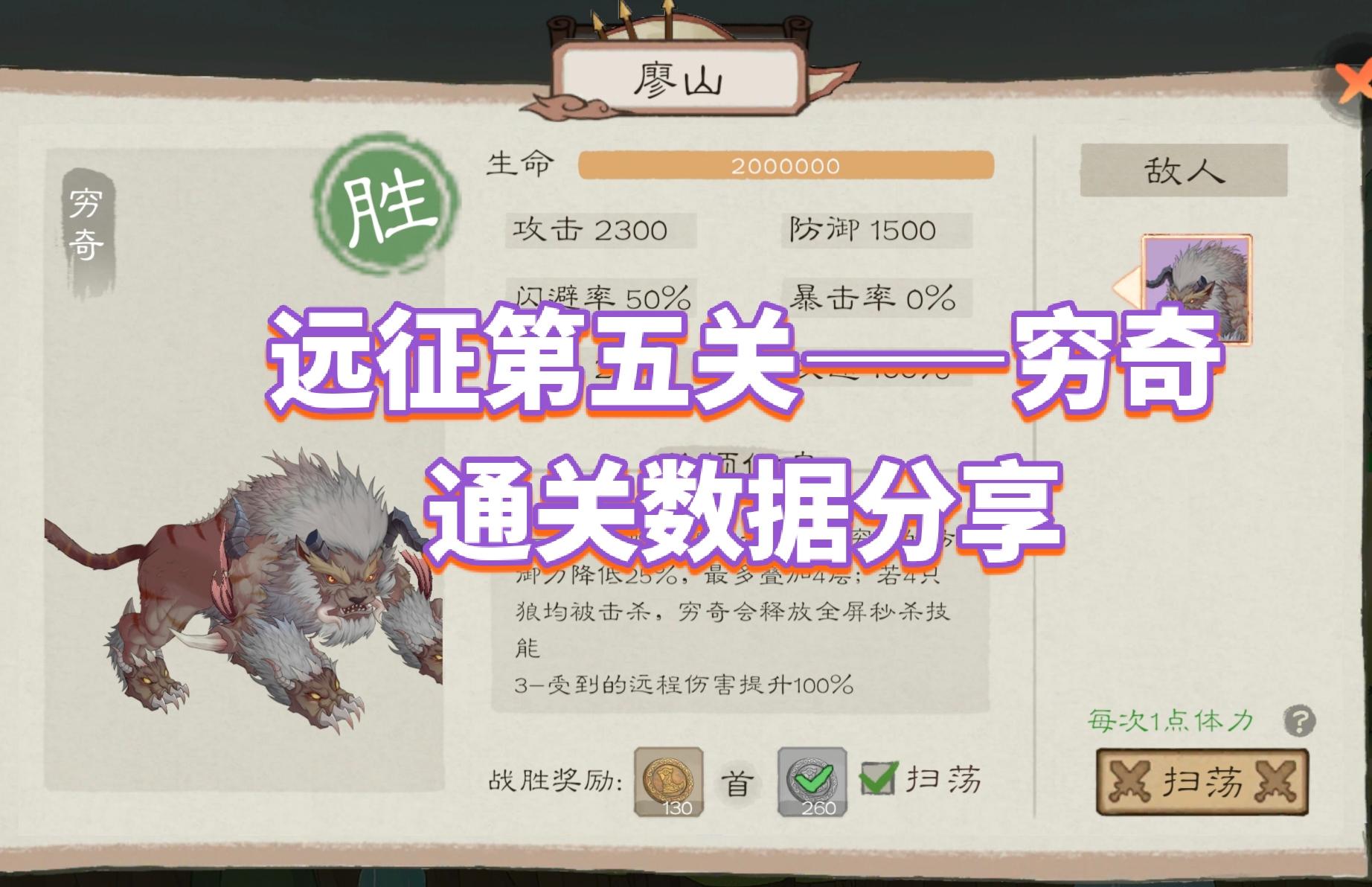 远征第五关——穷奇，各阵容通关数据分享