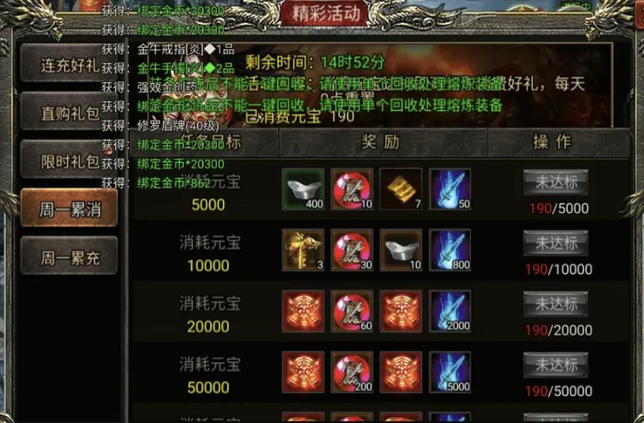 周一累充累消一览