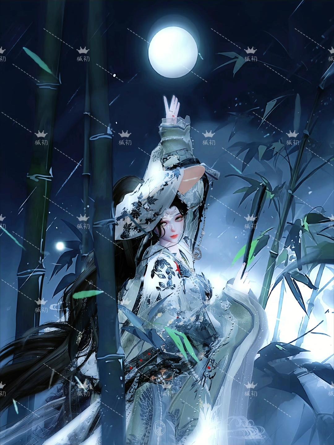 以闪P图|月寒秋竹冷，剑舞婆娑声