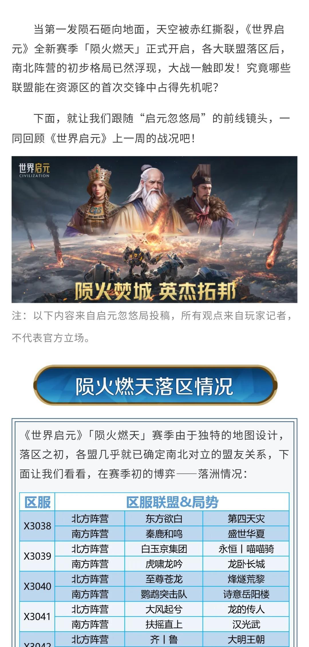 「世界启元」陨火燃天首周战报：烽火全面点燃，谁能占得先机？