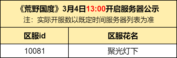 3月4日13:00开启新服【10081-聚光灯下】