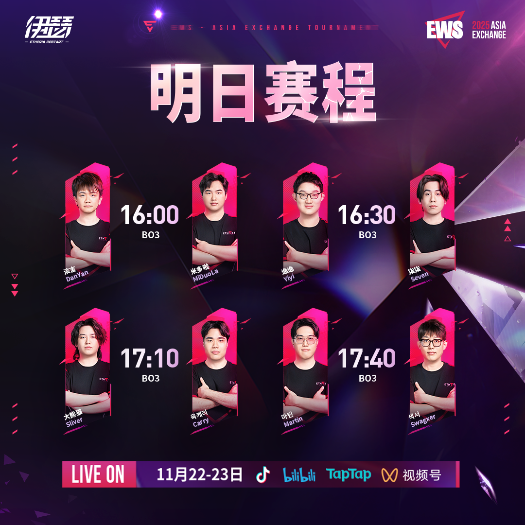 【EWS亚洲交流赛】明日赛程