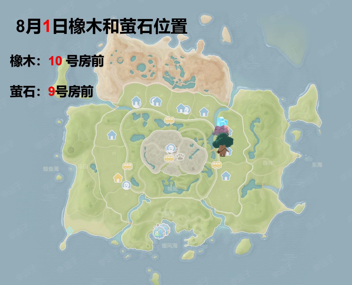心动小镇 8月1日 橡木、萤石位置截图