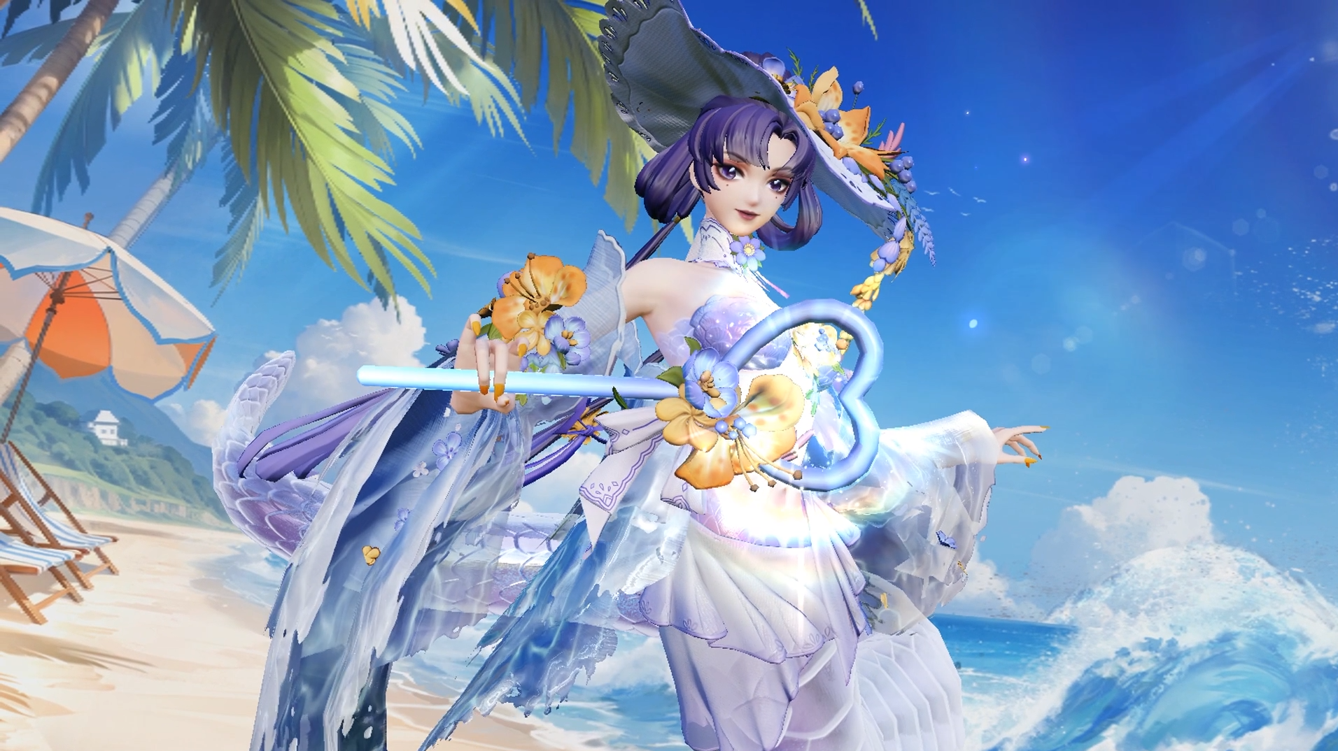 【皮肤展示】清姬全新夏之风系列皮肤「汐色空粼」