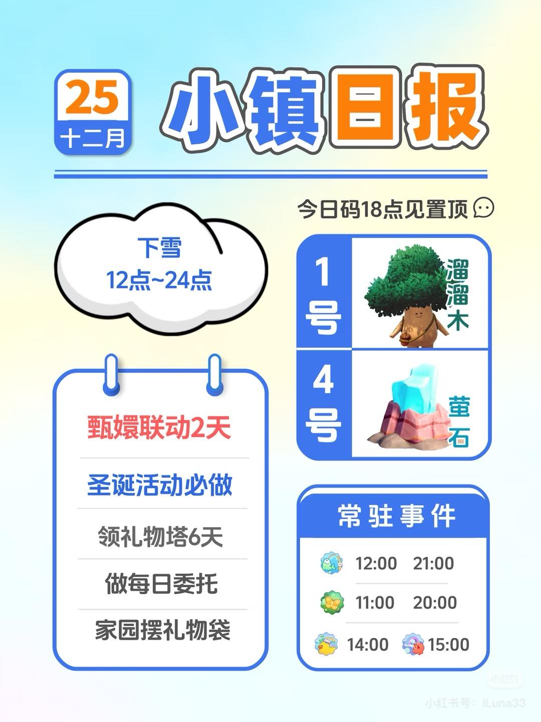12月25日小镇日报溜溜木萤石 兑换码 每日更
