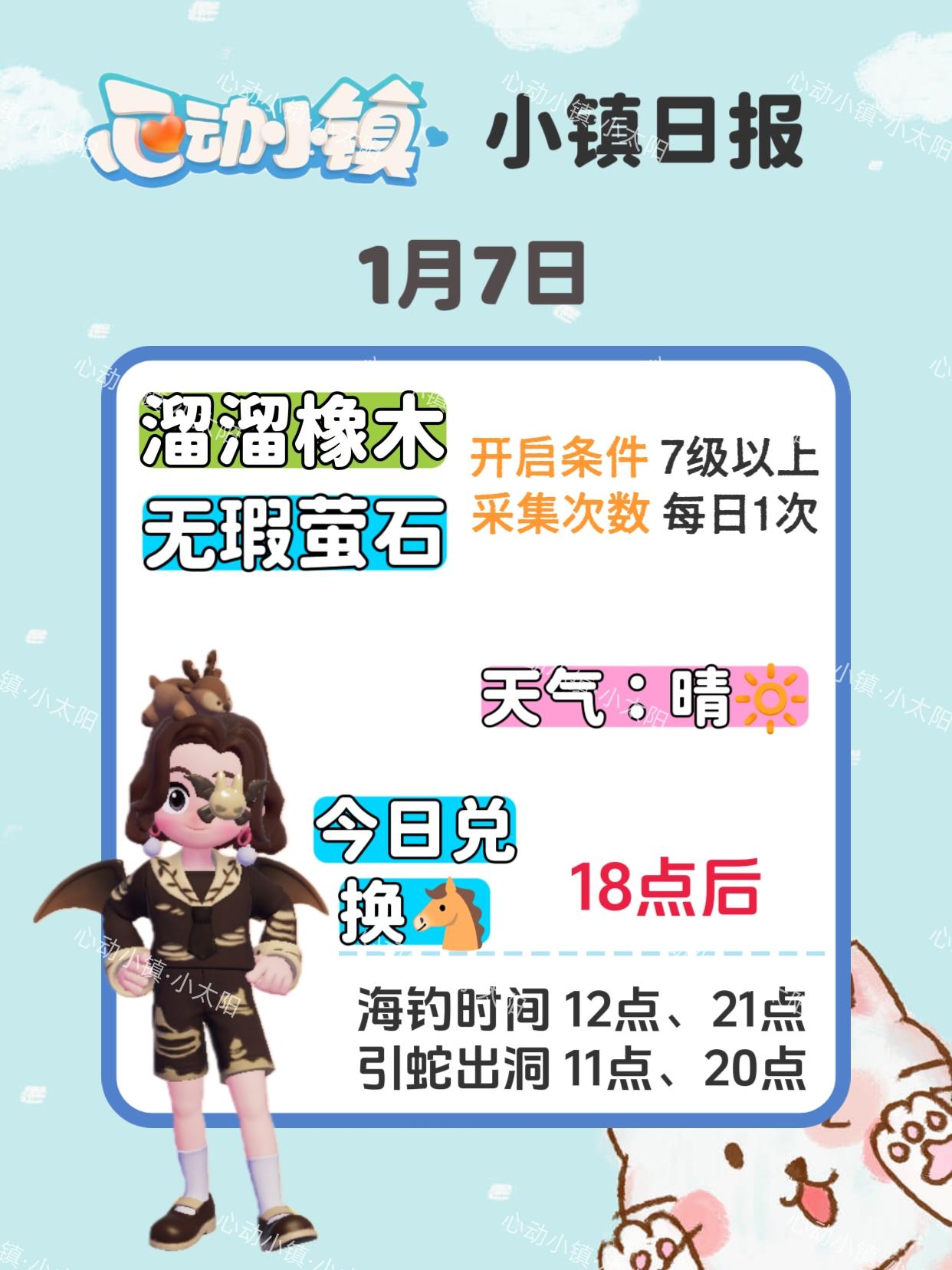 心动小镇1月7日萤石溜溜橡木位置兑换码